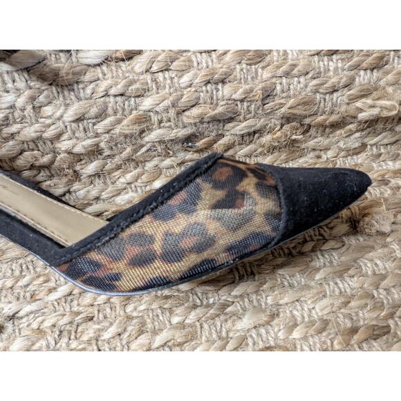 Jessica Simpson Size 8.5 Camania Mesh Cheetah Black Faux Suede Pointed Toe Heels - Picture 8 of 12
